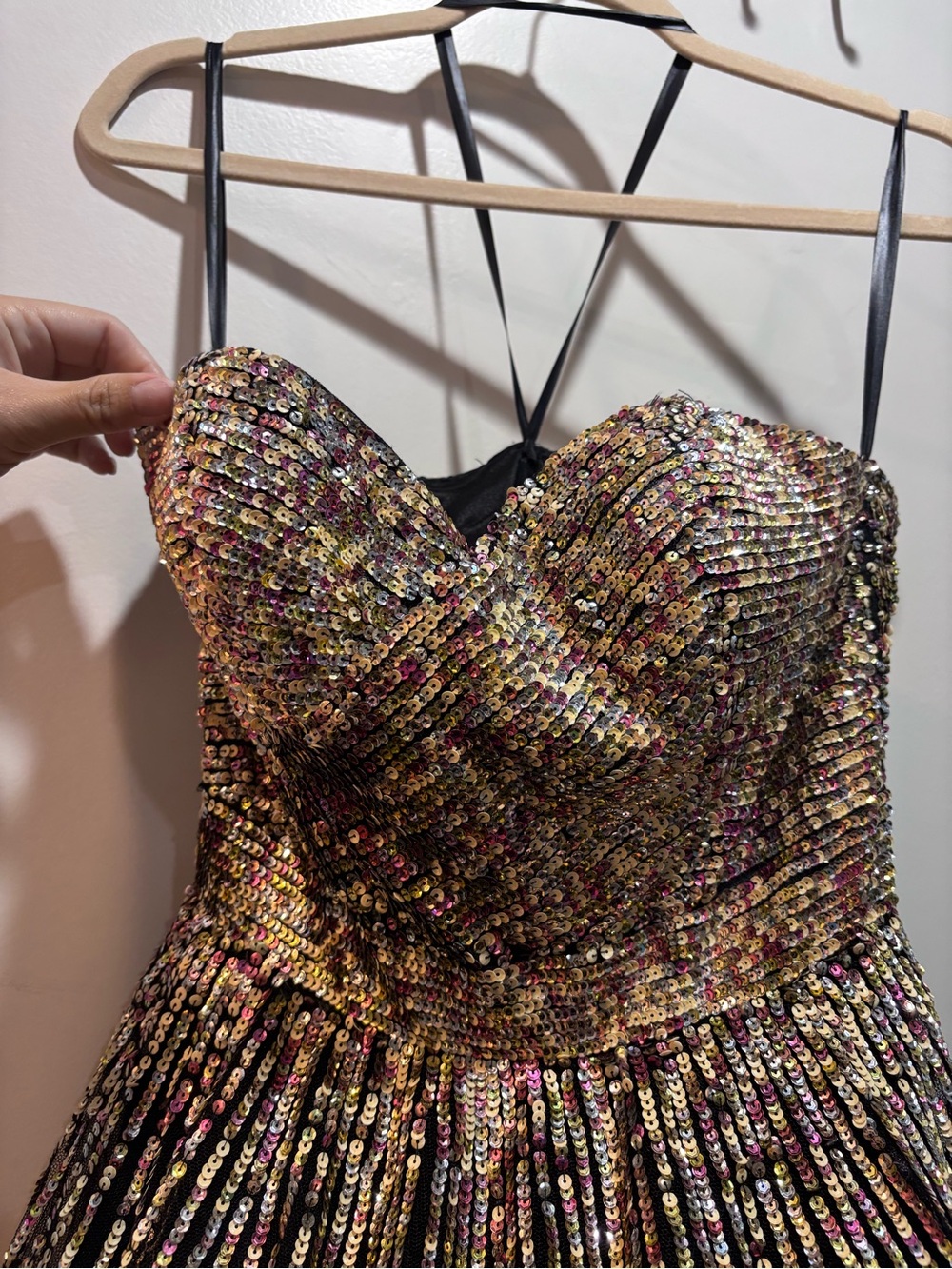 Terani Couture Black Dress with Gold sparkles - Picture 3 of 7